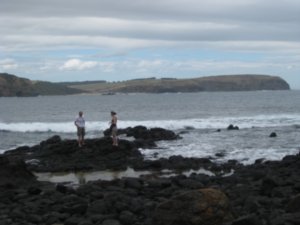67. Paul & Dan searching the rock pools on Cape Schank, Mornington penninsula