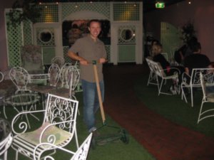 75. Cutting the lawn in a bar in Melbourne