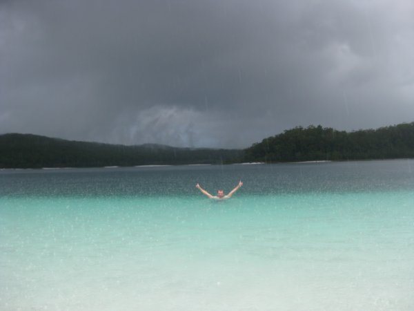 13. In Lake Mackenzie in the rain, Fraser Island