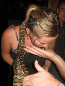 87. Sif kissing a Carpet Python, Bojangles, Alice Springs