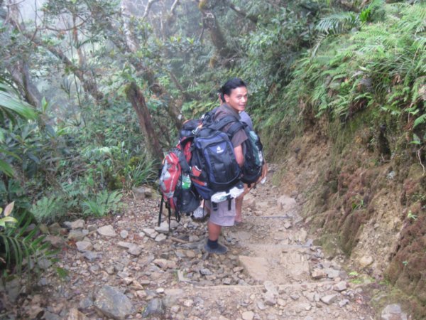 4. One of the porters carrying 5 rucksacks!, Mount Kinabalu
