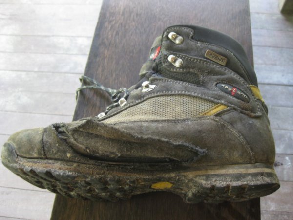 35. My ripped boot after The Pinnacles climb, Gunung Mulu National Park