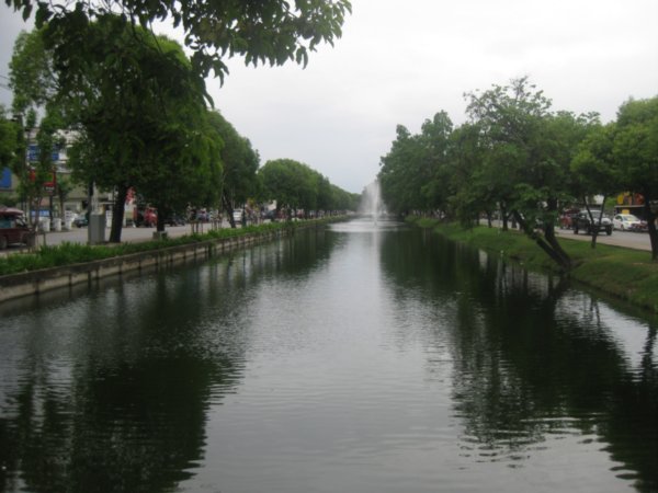 14. A moat surrounds the walled city of Chiang Mai