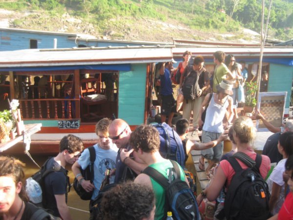 9. Chaos reigns as we get off the boat at Pakbeng, Day 1 of the slowboat down the Mekong
