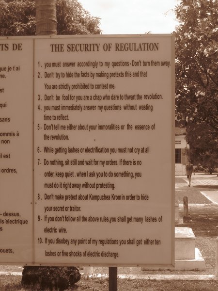 9. The rules of Security Centre 21, Phnom Penh