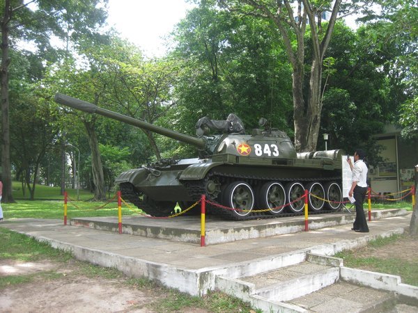 15. One of the North Vietnamese tanks that crashed through the gates of the Reunification Place in 1975, Saigon