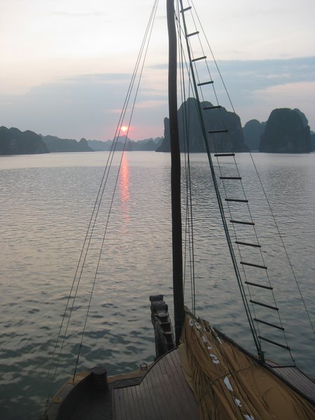 11. Sailing towards sunset in Halong Bay