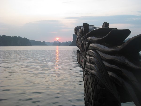 12. Sailing towards sunset in Halong Bay