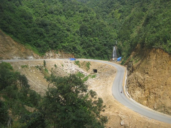10. The road twists and climbs from Silver Waterfall, near Sapa