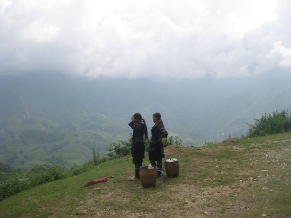 20. Hmong girls taking a rest, near Sapa