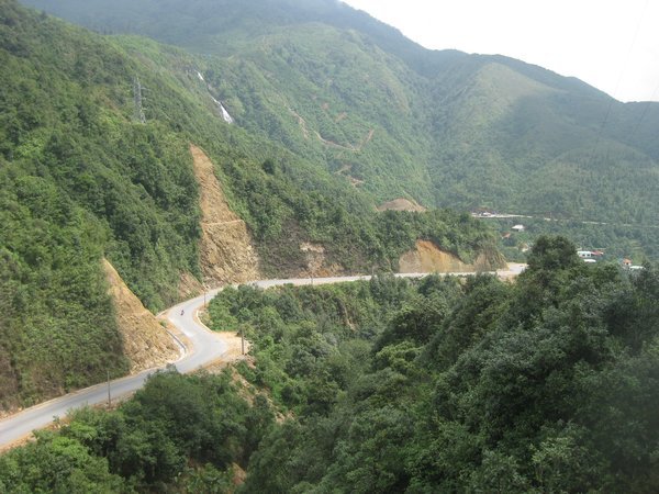 9. The road twists and climbs from Silver Waterfall, near Sapa