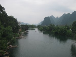 43. The view downstream of Yulong River from Dragon Bridge