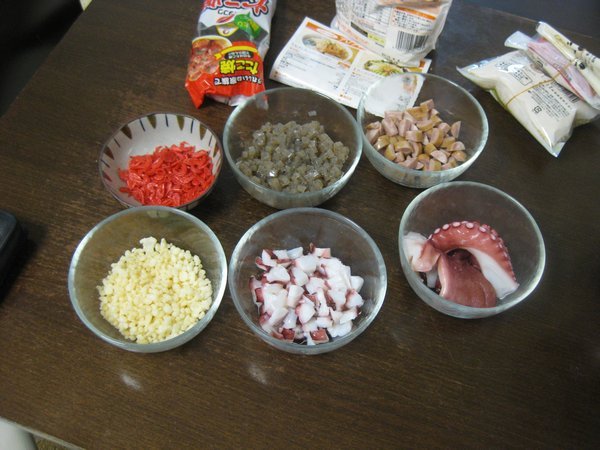 8. The ingredients for Takoyaki meal including Octopus, Osaka