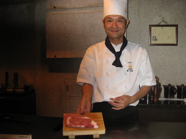 22. The chef with my Kobe beef steak, Kobe