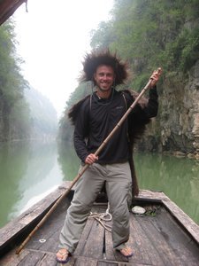 22. Posing in traditional dress on Daning River - a tributary to the Yangtze River