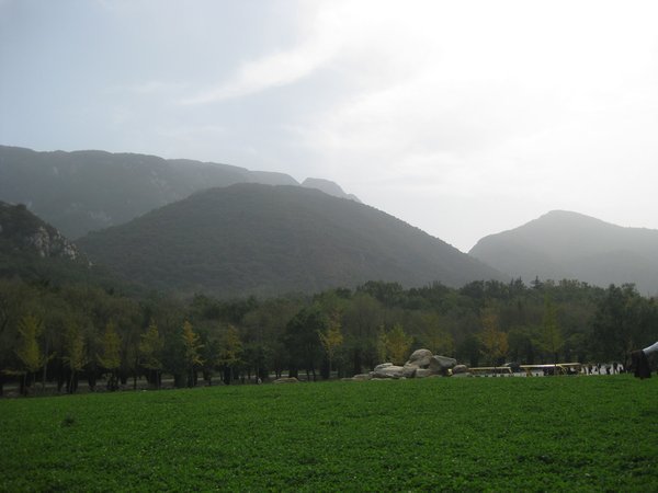 7. Mountains and autumn trees surrounding Shaolin Temple complex, near Luoyang