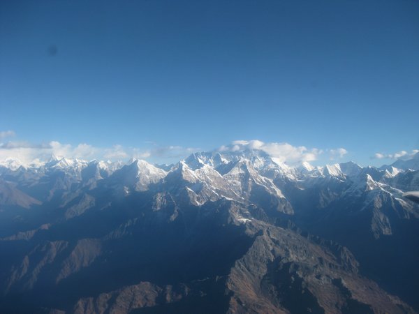 34. The view of the Himalayas from the cockpit