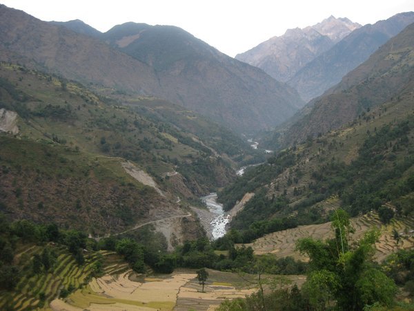 12. The view up the valley from Bahundanda, Day 2, The Annapurna Circuit