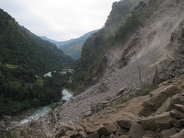 16. Landslide near Syange, Day 2, The Annapurna Circuit