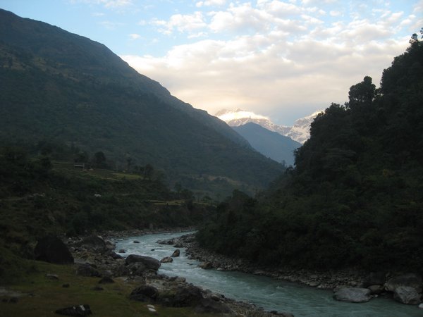 4. First view of the Himalayas on Day 1, The Annapurna Circuit