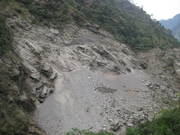 14. Landslide near Syange, Day 2, The Annapurna Circuit