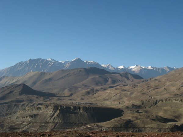 109. High desert and the Himalayas near Muktinath, Day 6, The Annapurna Circuit
