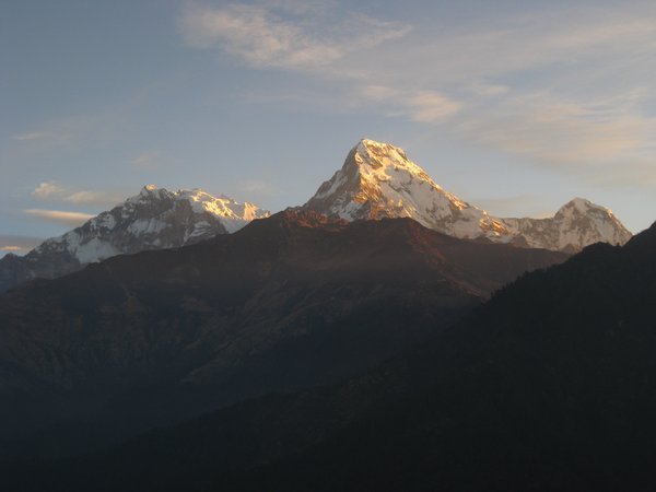 153. The early morning sun shines on the face of Annapurna South, Day 10, The Annapurna Circuit
