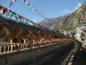 51. Tibetan prayer wheels in Lower Pisang, Day 4, The Annapurna Circuit