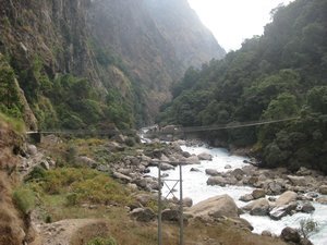 22. Bridge crossing near Chamje, Day 3, The Annapurna Circuit