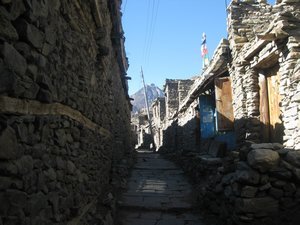 78. Walking through the narrow streets of Manang, Day 5, The Annapurna Circuit