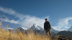 159. Standing on Poon Hill in front of the Annapurna Range, Day 10, The Annapurna Circuit