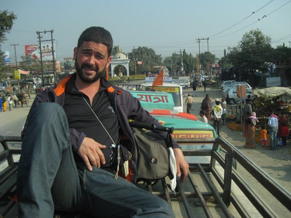 1.Bruno riding on the roof of the bus to Lumbini