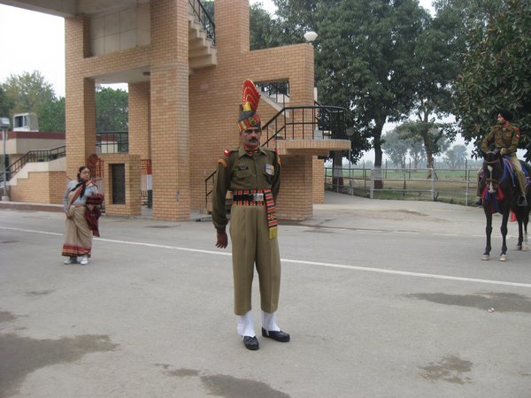 26. An Indian border guard at the Attari-Wagah border, near Amritsar