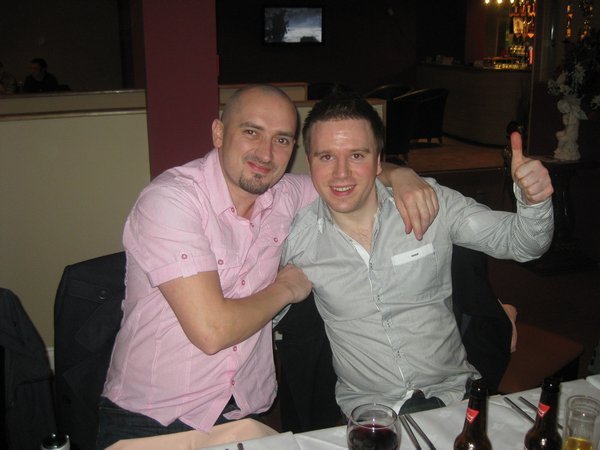 47. Kev and my brother David at the Christmas meal, Prudhoe