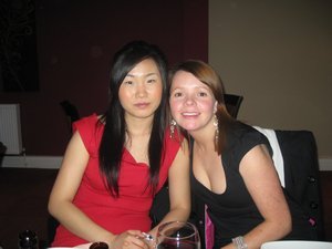 48. Kelly and Rebecca at the Christmas meal, Prudhoe
