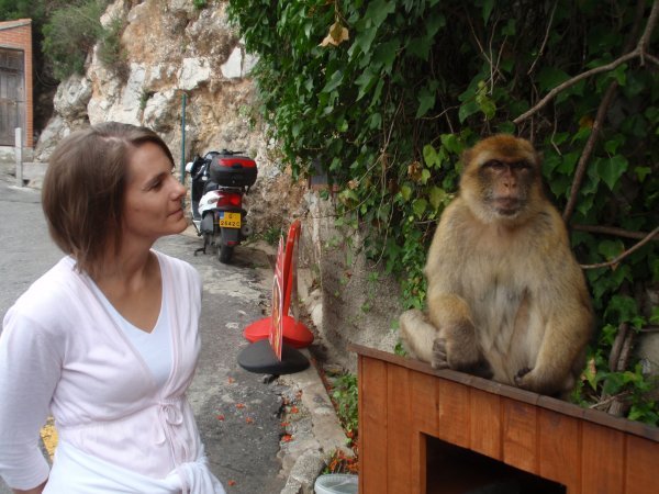 Jenny checking out a monkey
