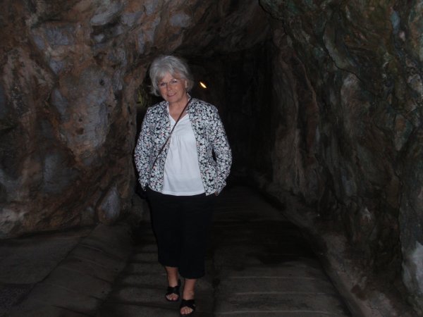 Mom in one of the military tunnels