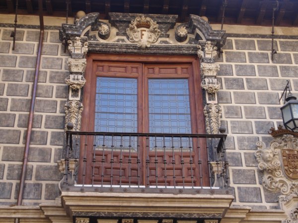 An ornate window near the Cathedral