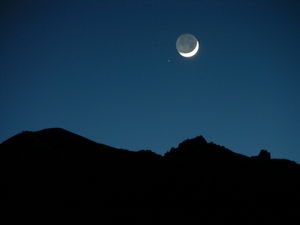Moon over Kaza Mountains