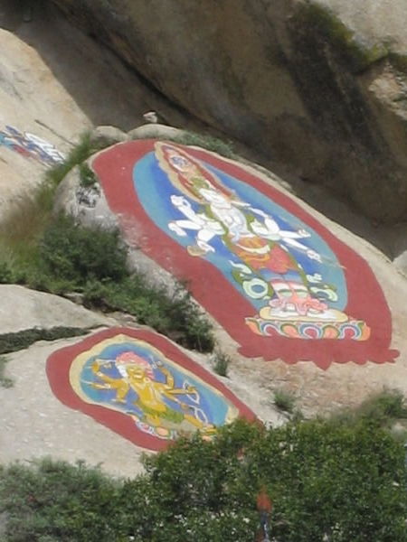 Paintings on the rocks at Sera Monastery