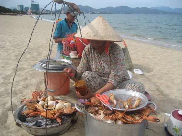 The delicious seafood we had on the beach