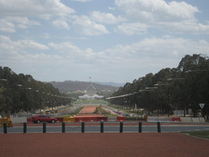 The view of Parliament House from the war memorial