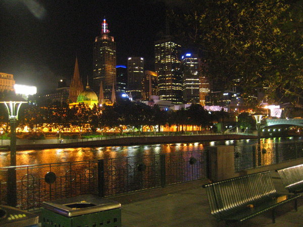 Melbourne with the Yarra river at night