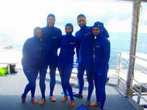 The whole crew in our stinger suits