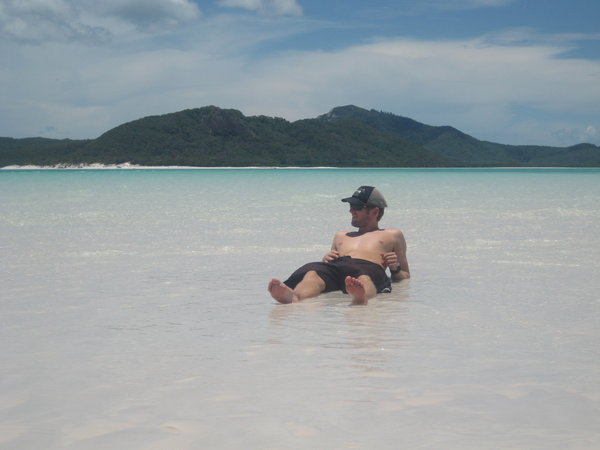 Jeff lounging at Whitehaven Beach