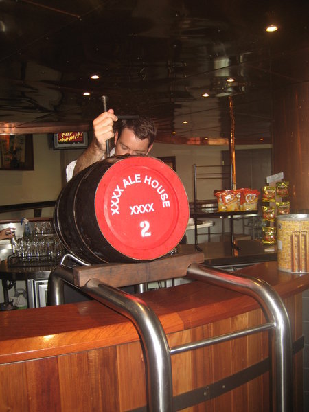 Tapping the wooden keg