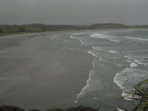 One of the many black sand beaches in NZ