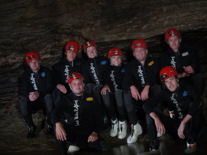 The crew inside the cave