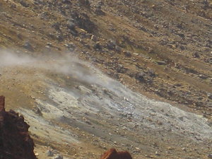 Steam coming off the mountain