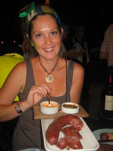 Renee and our chorizo appetizer